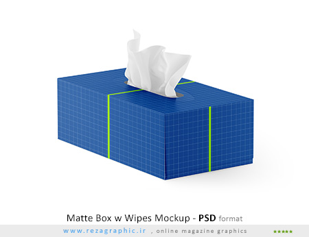 طرح لایه باز موک آپ بسته بندی دستمال کاغذی - Matte Box wet Wipes Mockup